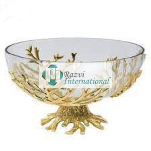 Base texturizada de mosaico dorado con cuenco de vidrio Hermoso cuenco de aperitivos y dulces de metal antiguo de latón Decoración de mesa clásica - Product Image 6