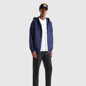 Sweat à capuche à fermeture éclair en polaire 400 Gsm 100% coton solide noir coupe régulière saison d'hiver col à capuche fermeture éclair thermique - Product Image 6