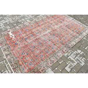 4.6x7.5 ft Turkish <b>Rug</b>, Vintage Area <b>Rug</b>, Red Blue <b>Abstract</b> <b>Rug</b> - Product Image 2