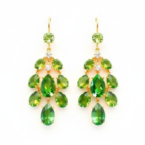 Boucles d'oreilles ovales et en forme de poire en argent sterling 925 plaqué or 18 carats, de luxe, vertes, hydro, multi-tailles, cadeau idéal pour les femmes - Product Image 2