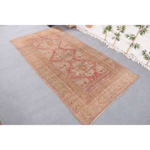 Tapis turc vintage 5.7 X 10.6ft grande surface motif abstrait laine matériau support en Latex pour couloir chambre nouveau modèle couleur rose - Product Image 4