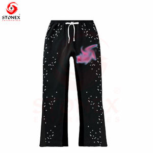 Conjunto de Sudadera con Capucha y Pantalones Deportivos Personalizados, Transpirables, Ligeros, con Pedrería, Bordado Desgastado, Estilo Vintage, para Hombre - Product Image 6