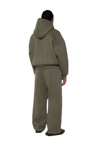 Pantalones de chándal acampanados de algodón 100% para hombre, conjunto de chándal con capucha y cremallera, holgado personalizado de peso pesado con técnica transpirable de alta calidad - Product Image 2