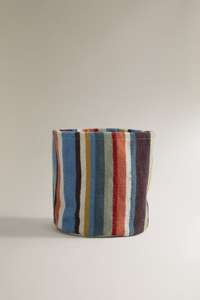 Cesta de Almacenamiento Plegable de Algodón con Rayas de Colores - Product Image 3