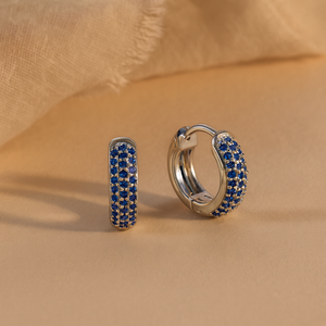 Sapphire Bold <b>Huggies</b> Fashion Hoop <b>Earrings</b> - Product Image 4