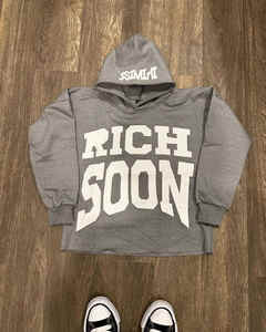 Haute Qualité Personnalisé Strass Hoodies Broderie Applique Essentiel Brut Ourlet Crop Hoodies 400GSM 100% Coton Terry À Capuche - Product Image 2