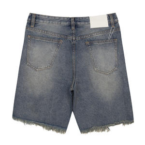 Summer New Ripped Hole Breaking Washed Denim <b>Shorts</b> Knife Cut <b>Tassel</b> 100% Cotton Windproof Breathable Quick Dry Youth Casual - Product Image 2