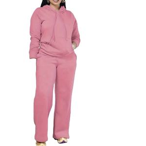 Ensemble 2 pièces d'été pour femme, style urbain, motif uni, sweat à capuche et pantalon de jogging, en molleton Spandex/Polyester anti-boulochage, coupe courte - Product Image 5