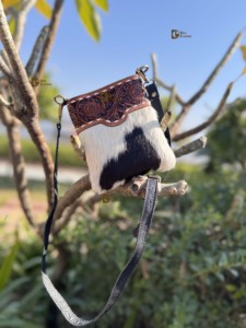 Sac à bandoulière en cuir sculpté à la main, petite taille, sac à main en cuir de vachette, sac bohème gitan, fait main, style western, sacs multi-usages - Product Image 4