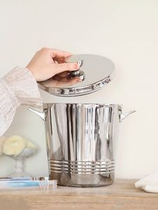 Refroidisseur à vin en métal fer, poignée en acier inoxydable, motif floral moderne, capacité de 5 L, seau à glace pour mariage, bacs à boissons - Product Image 3
