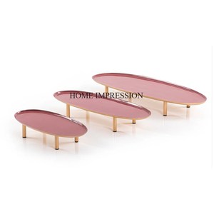 Fantaisie Unique Designer Rectangle Forme Argent Couleur Brillant Miroir Poli Plateau Avec Plaqué Or Fleurs Feuilles Designer Poignées - Product Image 4