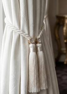 Attaches de rideaux à pompons, attaches de rideaux minimalistes modernes, attaches de rideaux en corde de coton de luxe - Product Image 1