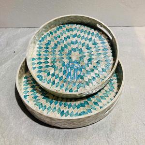 Handmade Mother of Pearl Serving Tray Natural Shell Inlay Decorative Tray for Home Decor and <b>Table</b> <b>Display</b> - Product Image 4