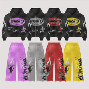 Survêtement pour hommes 100% coton de haute qualité entièrement imprimé 450 GSM Logo personnalisé motif solide col à capuche pour l'hiver - Product Image 4