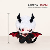 Peluche personnalisée de 10 cm, figurine de chauve-souris démoniaque à cornes et ailes, jouet en peluche doux, OEM ODM, vente en gros