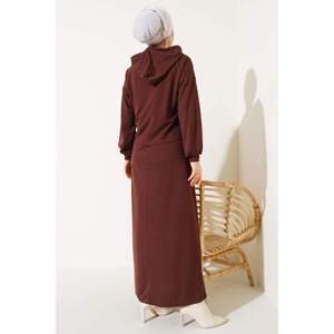 ชุดเดรสมีฮู้ดชุด2ชิ้นสีน้ำตาล - Product Image 2