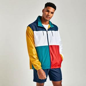 High Quality Summer Nylon Men's Jacket Custom Soft Shell Jacket Tracksuit Color Block Windbreaker <b>Short</b> Set for Men - Product Image 1