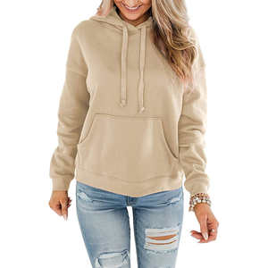 Sudaderas con capucha y sudaderas para mujer Vestido con capucha y dobladillo dividido de manga larga con bolsillo de canguro Sudaderas con capucha de punto impresas para mujer - Product Image 2