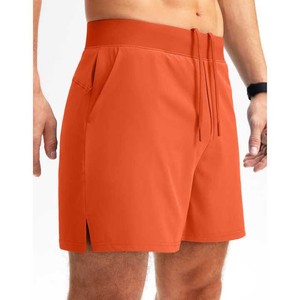 Pantalones cortos informales para gimnasio para hombre, ligeros, transpirables, de malla de poliéster, patrón sólido, cintura media, cordón con cremallera, cintura elástica - Product Image 3