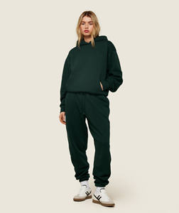 Conjunto de sudadera con capucha y chándal de gran tamaño verde oliva para mujer, ropa de maternidad de talla grande con logotipo personalizado de alta calidad al por mayor - Product Image 4