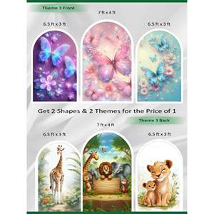Premium Reversible Enchanted Arch Set (3 Pcs) Butterfly & Safari Collection Dual-Themed Italian Fabric <b>Backdrops</b> - Product Image 1