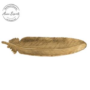 Plateau décoratif en forme de feuille avec finition or poli Parfait pour la décoration de la pièce maîtresse et l'affichage festif - Product Image 4