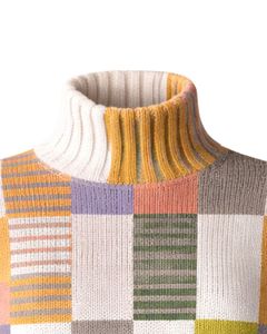 Customized Premium <b>Women</b> Turtleneck Patchwork Knit Sweater Soft Warm Winter Pullover Casual Fashion Top Multicolor Green <b>Orange</b> - Product Image 5