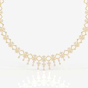 Adira 18K Gold Classic Moissanite Diamond <b>Necklace</b> for Wedding Occasions - Product Image 2