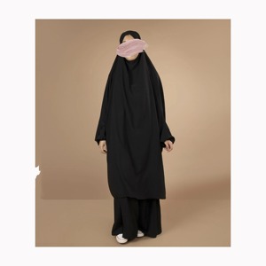 Robes de prière du ramadan eid grande taille du Moyen-Orient Abaya couleur unie une pièce Jilbab Abaya robe musulmane - Product Image 1