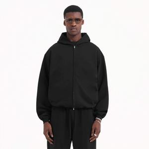 Vente directe d'usine, meilleur design, sweat à capuche zippé pour homme, basique, coton mélangé, surdimensionné, lourd, sweat à capuche entièrement zippé, logo personnalisé - Product Image 1