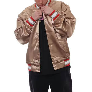 Vente en gros OEM veste brodée en soie de qualité supérieure pour hommes, coupe-vent, blouson de baseball en satin pour homme - Product Image 5