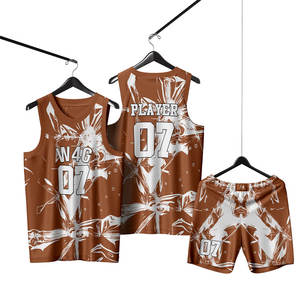 Maillot et short de basketball personnalisés 100 % polyester respirant imprimé, uniforme grande taille avec logo frontal pour joueurs adultes, tenue de jeu - Product Image 6