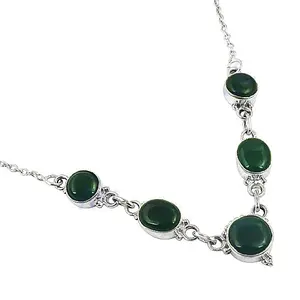 Collar de Cuentas de Plata 925 para Mujer con Piedra Preciosa de Ónix Verde, Joyería de Moda - Product Image 1