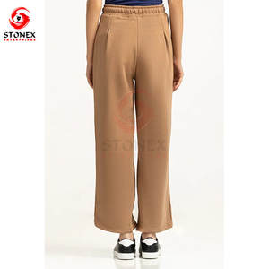 Pantalon à cordon de serrage pour femmes grande taille 100% coton confortable coupe slim pour l'automne avec logo personnalisé |   OEM disponible - Product Image 2