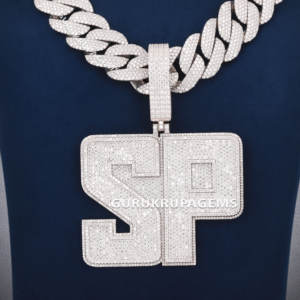 Colgante de diamante de corte brillante redondo VVS Moissanite personalizado cadena cubana joyería de Hip Hop - Product Image 4