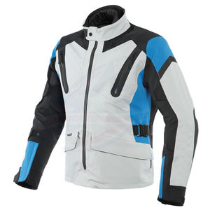 Veste de moto coupe-vent unisexe grande taille imprimée en Cordura-Textile de course automobile avec couleurs gris blanc et noir - Product Image 1