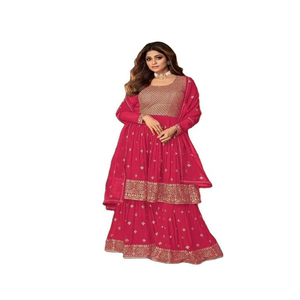 Salwar Kameez mousseline de soie costume indien pakistanais robe de créateur mariage tissu Collection vente robe 2022 - Product Image 3