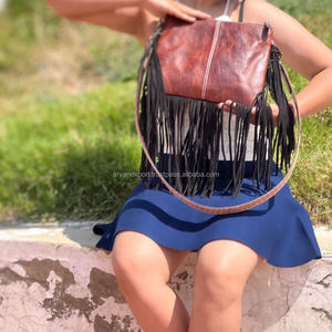 Nuevo hecho a mano occidental elegante pelo en cuero de vaca con flecos monedero Boho único baraja de cartas jugador vaquera bandolera - Product Image 4