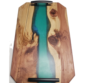 Bandeja Decorativa Redonda de Madera Antigua y Resina, Regalo de Boda Real, Bandeja para Servir Alimentos Hecha a Mano, Bandeja Artesanal Saniya para Restaurante al por Mayor - Product Image 1