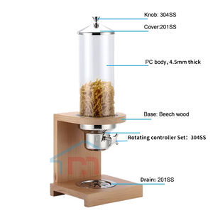 シリアルコンテナ収納セット朝食シリアルディスペンサー3リットルミニ木製ベースディスペンサー付き - Product Image 3