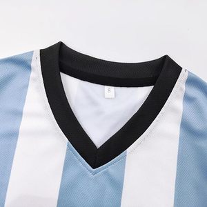 Conjunto de Camiseta de Fútbol a Rayas de Argentina con Número 10 y Pantalones Cortos, 100% Algodón Orgánico, Marca con Bandera Americana Bordada, Ropa Deportiva - Product Image 2