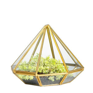 Attractive Product Clear <b>Glass</b> Black and Gold Finished Hanging Geometric Decorative <b>Terrarium</b> Custom Size Home Office Decoration - Product Image 4
