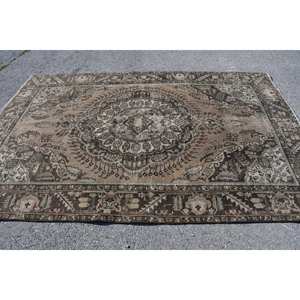 พรมขนแกะสีน้ำตาลเบจคลาสสิกขนาด6.1x9ฟุตดีไซน์ตุรกีมีลวดลายปะติดด้านหลังของยางสำหรับห้องนั่งเล่นข้างเตียงสำหรับวัยรุ่น - Product Image 3