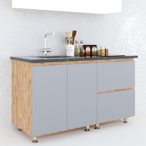 Gabinetes de Cocina Bajos Modernos de 1.4m, Madera Sólida con Madera de Caucho, Estilo Francés y Shaker, Tablero de MDF y Melamina, Tipo Isla TBD68011 - Product Image 5