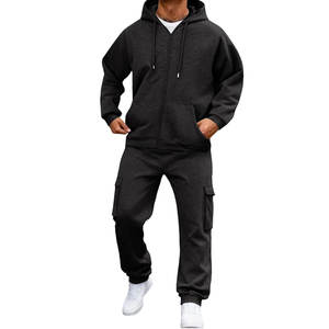 Service OEM Nouveauté Ensemble de survêtement à capuche unisexe taille personnalisée Pantalon de survêtement décontracté pour homme Couleur unie 100% coton à la mode - Product Image 1