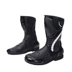 Botas de Motociclismo Impermeables Perforadas hasta el Tobillo, Botas de Carreras de Moto de Cuero Genuino para Invierno, Ropa para Motociclismo y Carreras de Autos - Product Image 1