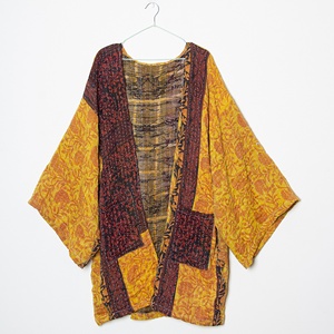 Chaqueta Kimono Kantha de Algodón Vintage con Parches, Hecha a Mano con Estampado de Bloques, Transpirable y Ecológica para Otoño/Invierno - Product Image 5