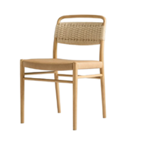 Sillas Modernas Minimalistas para Sala de Estar con un Diseño Elegante que Combina Madera con Cordón Tejido Resistente