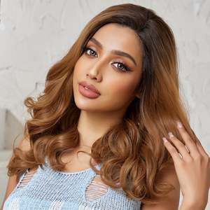 DWY 20 Inch Flax <b>Brown</b> Long Curly <b>Wig</b> with Transparent Lace Front for Women Model DWY-BL66079-1 - Product Image 4
