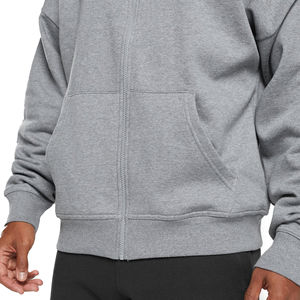 เสื้อฮู้ดผู้ชายไซส์ใหญ่สำหรับฤดูหนาว แบบซิปคลุมหน้า ผ้าฟลีซคอตตอน 100% สีพื้น ล้างสีแล้ว รับสกรีนโลโก้ตามแบบ - Product Image 3